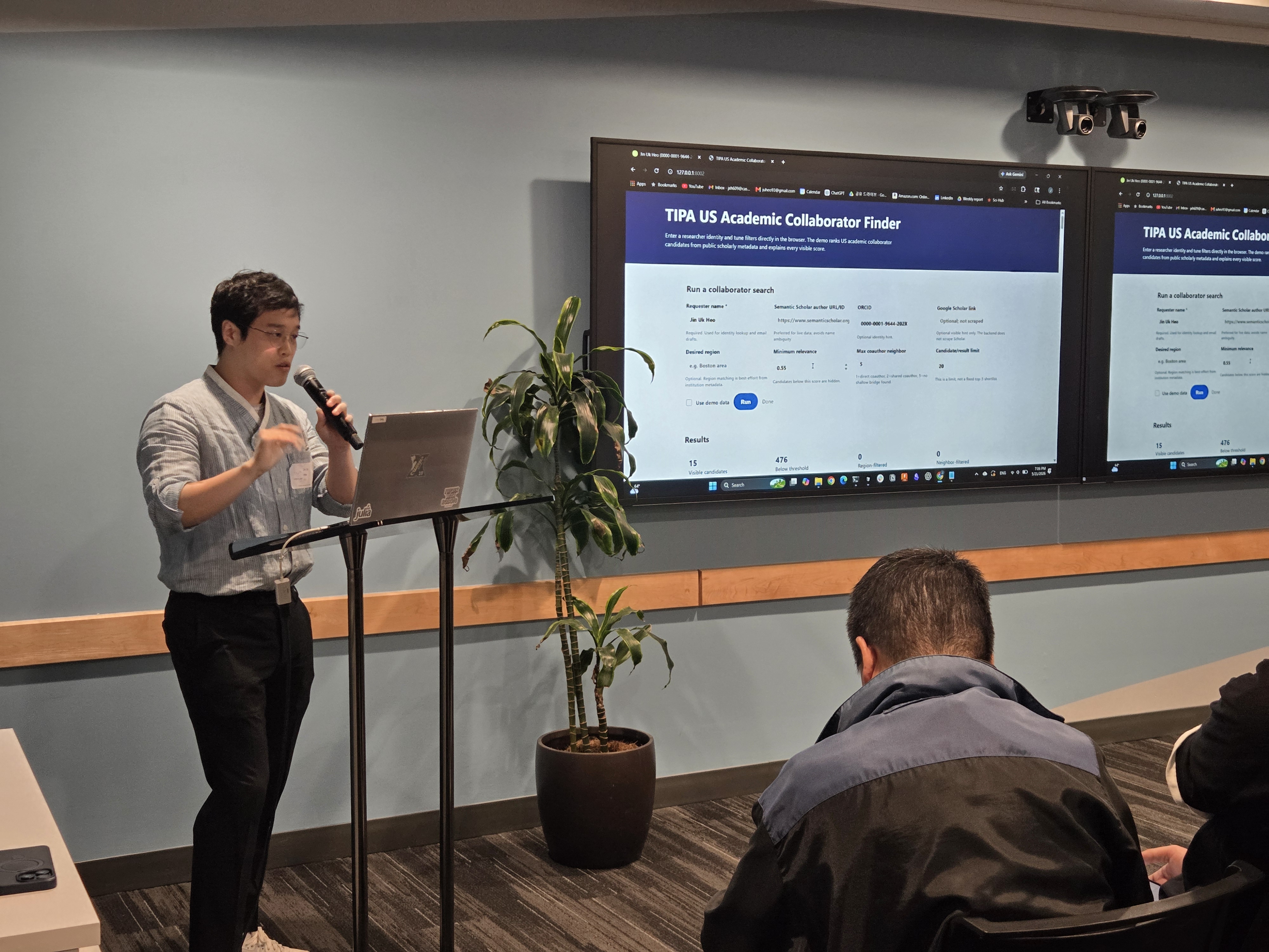 Participant presenting Researcher Matching