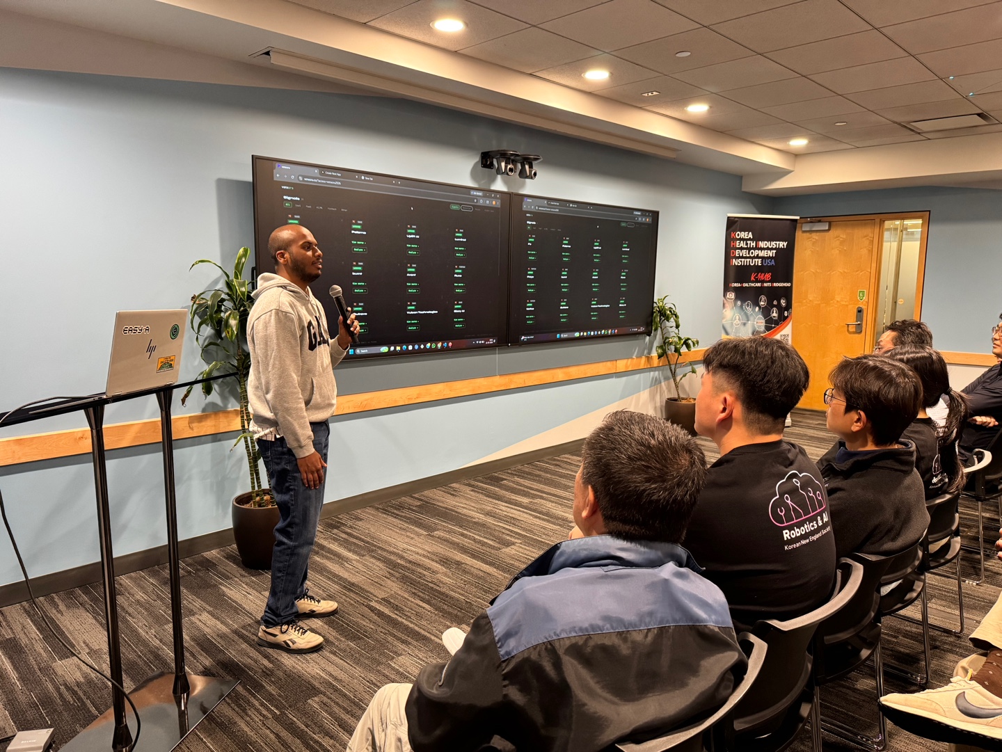 Presenter walking through a working demo interface