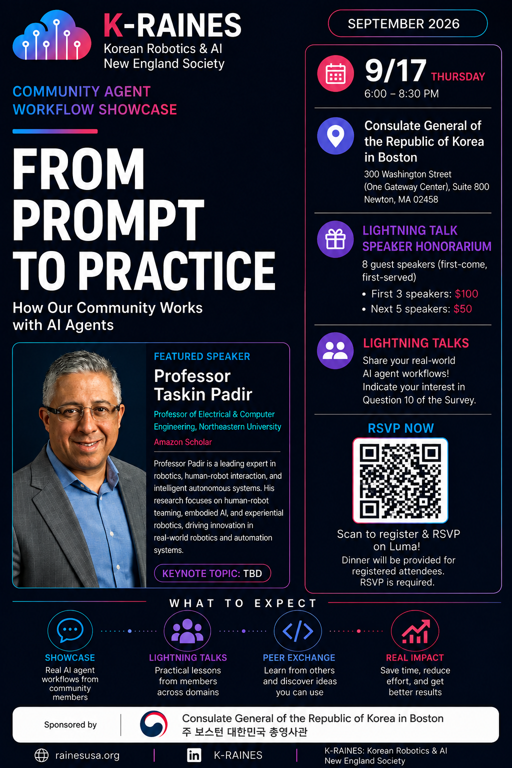 K-RAINES September 17 event poster: From Prompt to Practice